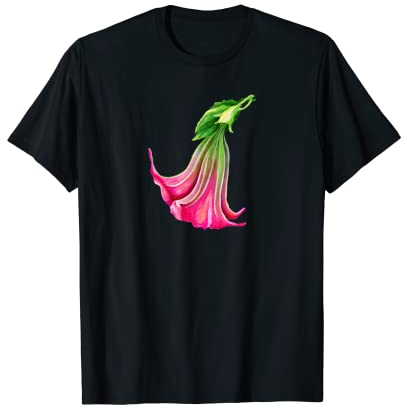 Rosa Engel Trompete Neuheit Design Blätter blühende Pflanze T-Shirt