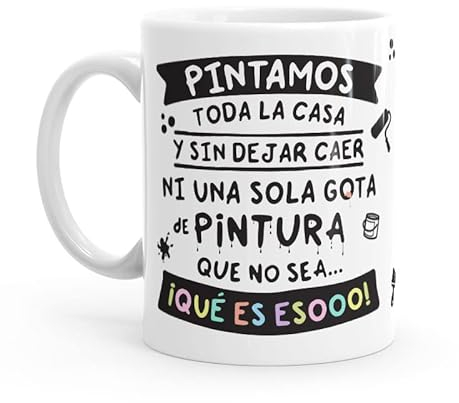 Puterful - Taza minimal con frase Pintamos toda la casa - Tazas originales para café - Resistente al microondas y lavavajillas