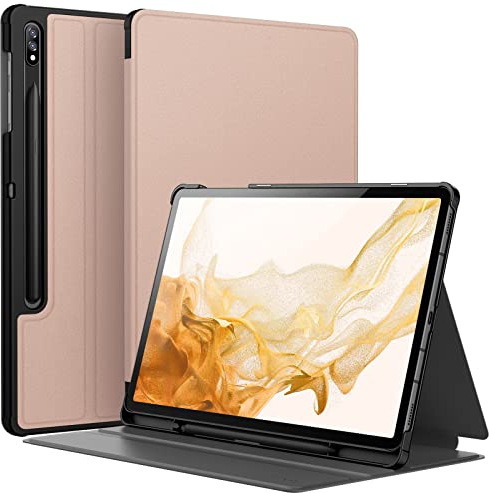 JETech Case for Samsung Galaxy Tab S8 Plus 2022 / S7 FE 2021 / S7 Plus 2020 12.4-Inch with S Pen Holder, Slim Folio Stand Protective Tablet Cover, Multi-Angle Viewing (Rose Gold)