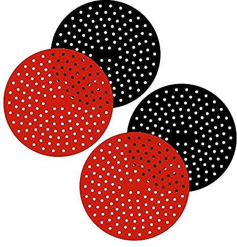 Swagell 4 Packs 8 Inch Reusable Round Liners,Non-Stick Silicone Basket Streamer Mats Accessories