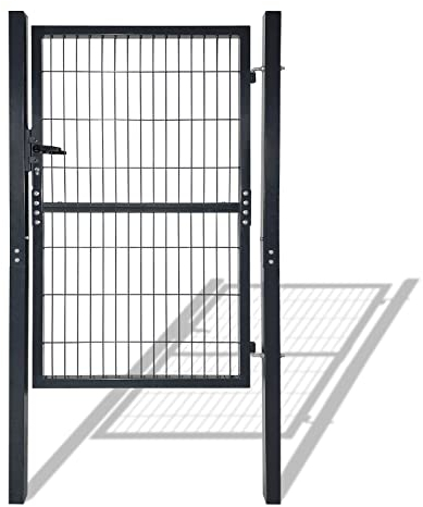 UISEBRT Gartentor Anthrazit Gartentür aus Verzinktem Stahl Gartentore inkl. Pfosten und Schloss Tür, Gartenzaun, Zauntür (150 * 100cm)