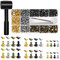 Iegefirm 480 Jeux de Rivets en Cuir, Rivets à Double Capuchon Tubulaires 4 Couleurs 3 Tailles Clous MéTalliques avec Outils de Fixation pour Bricolage Cuir/Artisanat