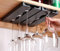 runruii Wine Glass Holder Under Shelf Cabinet Wine Glass Rack Plastic Stemware Rack Glassware Drying Storage Hanger for Kitchen,Bar and Restaurant (Black-2Pack)