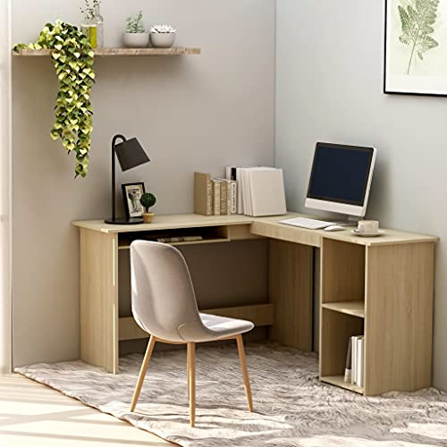 INLIFE Eckschreibtisch L-Form Sonoma-Eiche 120x140x75 cm Holzwerkstoff,35.6kg,800750