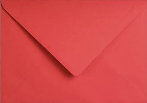 5 x 7 (133x184mm) Coloured Envelopes for Greeting Cards Wedding Invitations & Crafts Pack of 50 (Poppy Red)