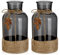 Briful Paquete de 2 jarrones de vidrio grandes con cuerda de yute, jarrones de flores gris oscuro, tarro de vidrio para decoración del hogar y la cocina