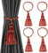 Raffhalter für Vorhänge, 4 Stück, Vorhang-Raffhalter, Seilquasten für Vorhänge, Raffhalter und Vorhanghalter für Zuhause (Gold) (Farbe: Rot)