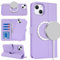 Zouzt for iPhone 13/14 6.1 Inch Detachable Wallet Case with Card Holder for MagSafe, Premium PU Leather 2 in 1 Flip Folio Book Magnetic Stand Protective Phone Cover for iPhone 13/14 - Purple