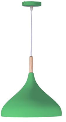 BEL AIR HOME - Lampada a sospensione Baviera - 1xE-27 (lampadina non inclusa) - Diametro 30 cm - Metallo e Legno - Altezza regolabile (Verde)