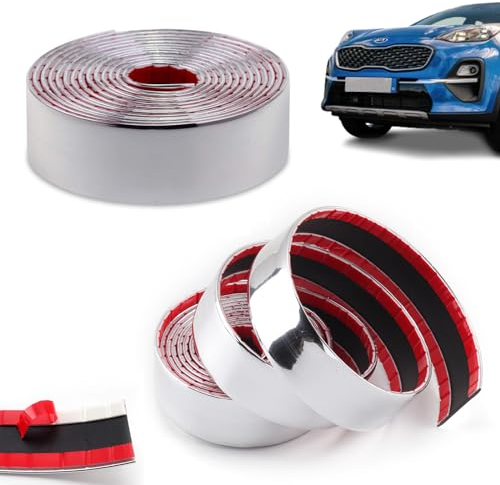 DJFOG 1 Pezzi di Profili Decorativi Cromati - Autoadesivi & Flessibili, 30mm x 6m, Ideali per Finestre di Veicoli, Protezione per Carrozzeria & Paraurti, Montaggio DIY Semplice
