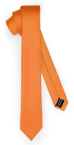 Ladeheid Klassische Herren Krawatte, matt, Perfekt für Büro & Festlichkeiten, Vielfältige Farben - Ideal für Geschäftsmeetings, Hochzeiten TMM-5 (150cm x 5cm, Orange)
