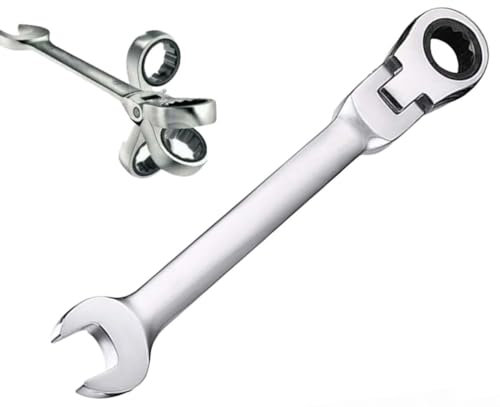 MIRSTORE CHIAVE COMBINATA SNODABILE A CRICCHETTO IN ACCIAIO CROMO VANADIO CRV (32 mm)