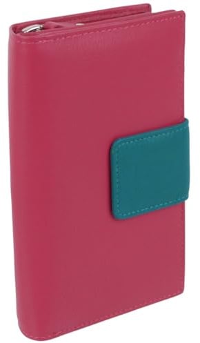 Golunski Leather Ladies Colourful Zip-Around Purse/Wallet - Fuchsia/Turquoise