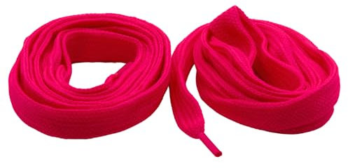 UV FLOOR - Lacets Plat [ une paire ] - Couleur Néon -120cm -Largeur 0,8 - Accessoire Fluorescent - Fête - Déguisement - Rose Fluo