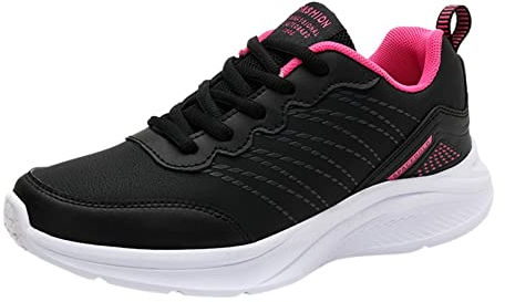 QzSSbii Outdoor-Frauen Schuhe Lace-up-Schuhe Mode Sport Atmungsaktiv Laufen Damen- Langlaufski Set Damen Klassisch Mit Bindung Und Schuhe (Hot Pink, 40)