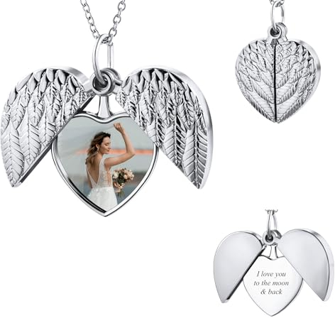OTXIXTO Personalisierte Foto Silber Herz Medaillon Halskette für Frauen Damen Medaillon Gedenkhalskette mit Bild/Text Innen Denkmal Sonnenschein Schmuck Geschenk für Frauen Freundin Mutter (Stil B)
