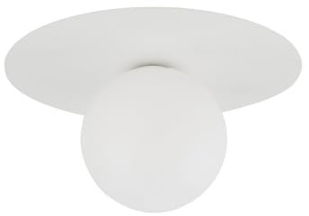 Licht-Erlebnisse Deckenlampe Weiß rund Ø 25 cm H: 25 cm klein Metall Glas Kugelschirm G9 CHASE Deckenleuchte Kinderzimmer Kinderlampe Decke