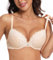 Lemorosy Women's Plunge Push Up Bra Comfort Padded Underwire with Lace Flower(Beige,32B)
