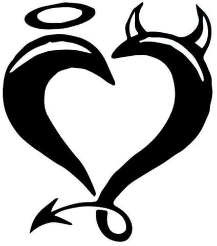 Faux Tatouage COEUR - Temporalis® | Tatouage Ephemere Femme et Homme – Cosmétique Certifié UE, Encre Vegan & Waterproof – Dure 1 à 2 semaines [ Tattoo Coeur ange et démon ]