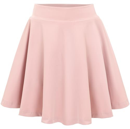 Eisnnu Mädchen Rock Kinder Tennisrock mit Shorts Elastische Taille A Linie Dehnbarer Kinder Freizeitröcke Minirock Schuluniform(12-14Jahre,Rosa,M)