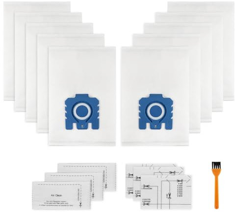 10 Pièces Sacs D'Aspirateur pour Miele Classic C1, Complete C1, C2, C3, S227, S240, S270, S400, S400i, S600, S800, S2, S5, pour Miele Complete C3, avec 3 Jeux de Filtres à Air et 1 Orange Brosse