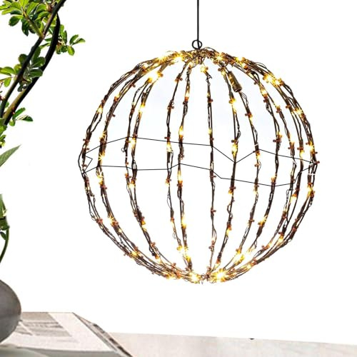 Leuchtende Weihnachtskugeln Aussen, Lighted Ball, Weihnachtsbeleuchtung Außen Led Kugel, Kugel Mit Led Beleuchtung, Hängende LED Dekokugel, Faltbare Gartenkugellichter,Terrasse,Innen- Und Außenbereich