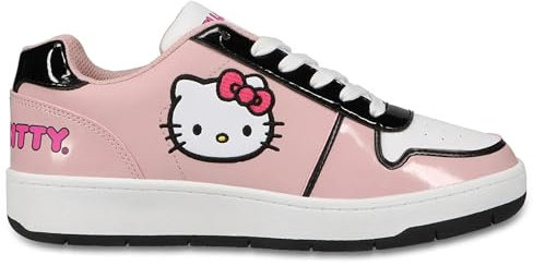 Hello Kitty Women's Pink Casual Court Sneakers Shoes (Pink/Black, US Footwear Size System, Adult, Women, Numeric, Medium, 10)