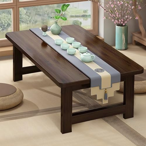 DZZTHSH Klappbarer Erkertisch, Tatami-Teetisch für Zuhause, Schreibtisch fürs Bett, Sitztisch im japanischen Stil, moderner Couchtisch aus Massivholz, geeignet zum Teetrinken auf dem Wohnbalkon