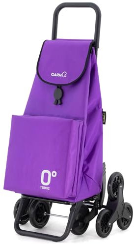 GARMOL Carro de la Compra Térmico Plegable 55 litros |Bolsillo Térmico Interior de 11 litros | Carro de la Compra 8 Ruedas Sube Escaleras de Gran Capacidad | Carrito Plegable Color Violeta