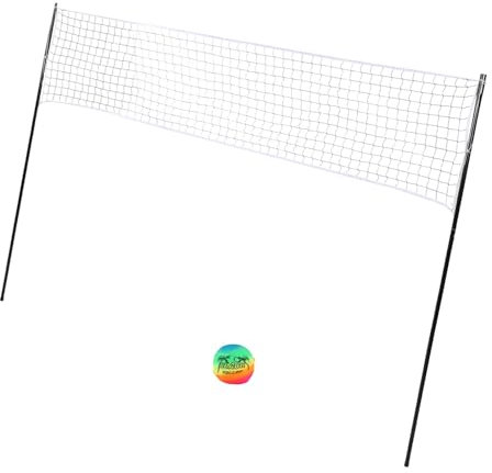 Tbest Tragbares Professionelles Volleyball -Netz -Set, Bis zu 12 Spieler Vervollständigen Set mit Unterstützungsstäben mit Taschen, Ideal für Outdoor, Camping, Reisen, Erwachsene