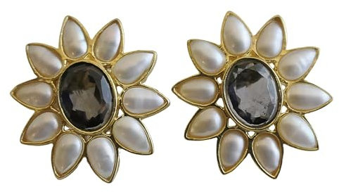 Ohrstecker aus vergoldetem Sterlingsilber mit Iolite und Süßwasserzuchtperlen - Natürlicher Edelstein - Geburtstagsgeschenk - Weihnachtsgeschenk - Handgefertigte Ohrringe Geschenkideen für Frauen