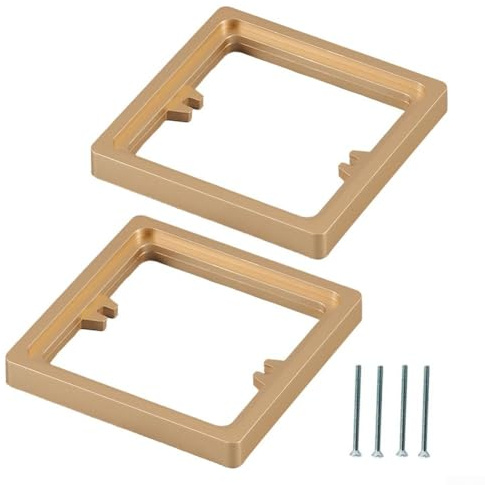 Single Socket Spacers, 2Pcs Single Socket Light Switch Covers, Single Socket Square Spacers, With 4 Mounting Screws, For Increase Back Pattress Box Height(Gold)