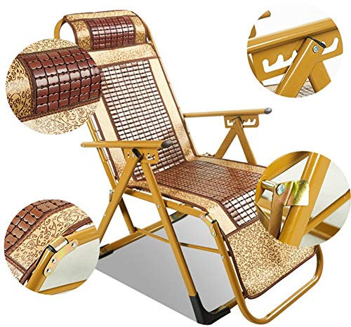 DRFGNF Gartenliegen und -Sessel Gelbe Bambus-Klappstühle Rattan-Liegestuhl in wetterfestem Zustand für Terrasse oder Strand, Balkon, Park oder Campingplatz Rückenlehne 4-Positionen-Einstellung c20