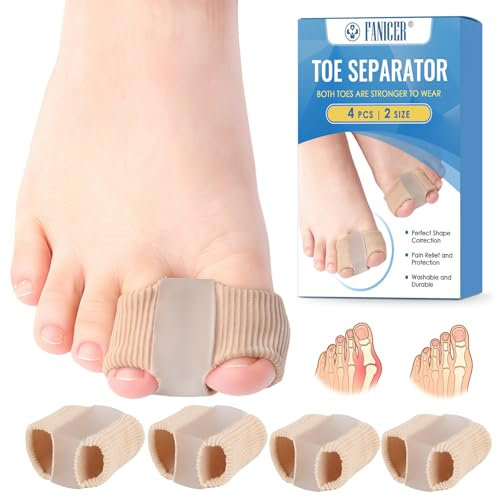 4 Pièces Séparateurs d'Orteils pour orteils courbés, Ecarteur Orteil Double pour orteils qui se chevauchent, Correcteur Redresseur en Gel avec 2 Boucles, pour hommes et femmes,peau