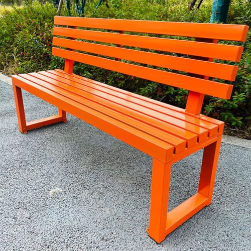 yurstcggh Wetterfest Outdoor Bank Sitzbank,Outdoorbank Holz,Balkon,Garten Terrasse,Parkgarten,Reihenstuhl,Leicht zu Montieren,Wasserdichtes,Robust Stabil orange Farbe 100×40×85cm
