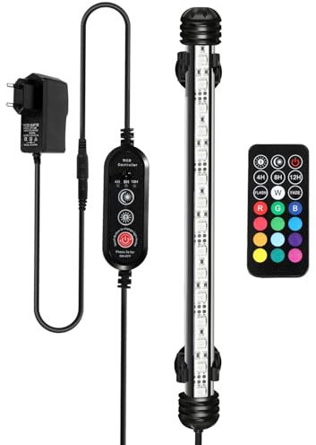 Peviasot Aquarium LED Beleuchtung, 3W Aquarium-Licht RGB, IP67 Wasserdicht, Aquarium-Lichtleiste mit automatischem Timer-Schalter, Geeignet für Süßwasseraquarien unterschiedlicher Größe