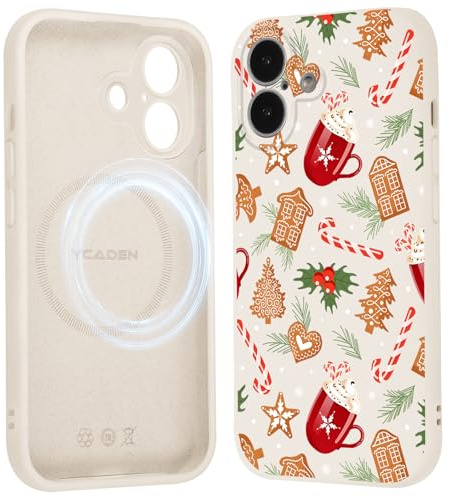 Vxinvnoi für iPhone 17 Weihnachten Magnetisch Hülle für Magsafe, Handyhülle mit Mode Christmas Süßigkeiten Muster Beige Silikon Schutzhülle, Weich Stoßfest Bumper Case für iPhone 17 6,3, 01