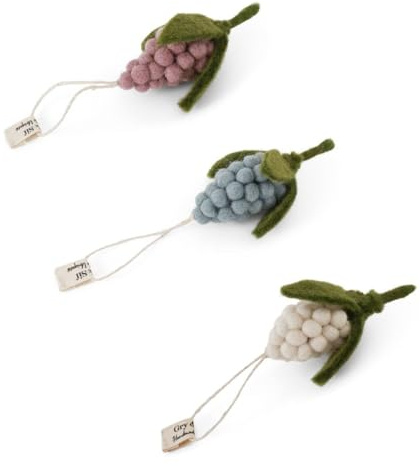Handgemacht & Fairtrade-Zertifiziert | Gry & Sif | Stilvolles dänisches Design x Nepali Kunsthandwerker | Ornament Perlenhyazinthe – Weiß, Lavendel & Hellblau – Set mit 3 Stück | Oster-deko
