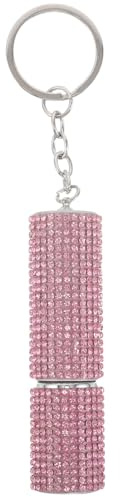 SAFIGLE Mini Refillable Perfume Bottle Keychain, 5ml Luxury Rhinestone Perfume Spray Container Keychain, Liquid Sprayer Keyring Pink