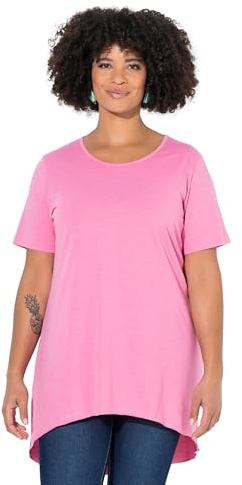 Angel of Style Damen große Größen Übergrößen Plus Size Longshirt, Rundhals, Halbarm, gerundeter Saum Flamingo 52 832019805-52