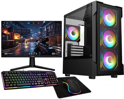 COMPUZONE Gaming PC Bundle Intel Core i7 • 16GB RAM • GTX750 4GB • 256GB SSD & 1TB HDD • 500W PSU • Windows 11 • Wifi • 22 Monitor • RGB Case • Keyboard & Mouse