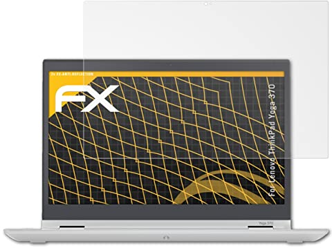 atFoliX Panzerfolie kompatibel mit Lenovo ThinkPad Yoga 370 Schutzfolie, entspiegelnde und stoßdämpfende FX Folie (2X)