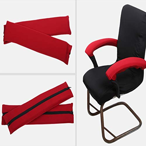 Sharplace 1 Paar Stuhl Armlehnenpolster Elastischer Armlehnenbezug für Bürostuhl Memory Foam Armlehnenpolster Armlehnenkissen universal für Drehstuhl Bürostuhl, Rot