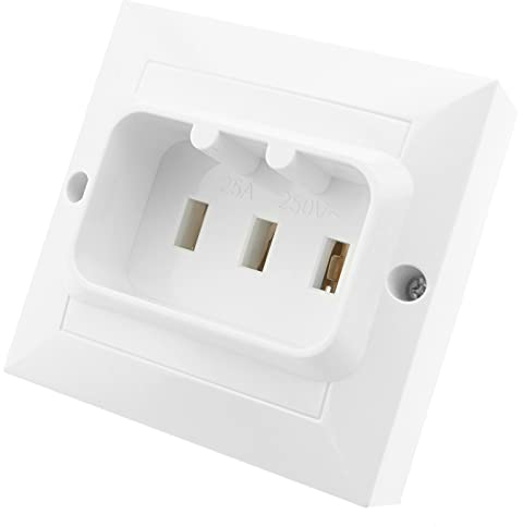 BeMatik - Base de Enchufe 25A 2P+T para hornos y cocinas 80x80mm de Color Blanco