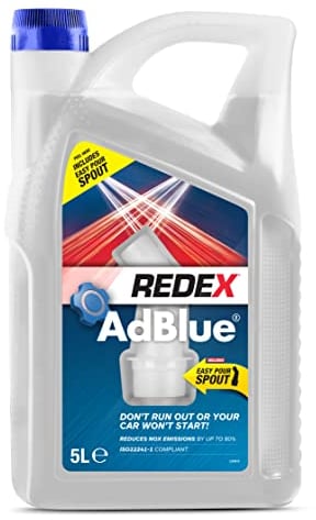 Redex AdBlue Additive 5L, AdBlue With Easy-Pour Spout, Reduces NOX Emissions, Quick & Easy Filling, Keep Spare In Boot, Premium Quality AdBlue Diesel Exhaust Fluid, No-Spill Bottle, 5 Litres
