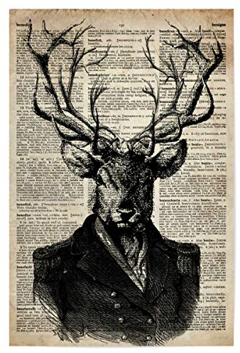 artboxONE Poster 30x20 cm Tiere Viktorianischer Hirsch hochwertiger Design Kunstdruck - Bild Tier geweih Hirsch