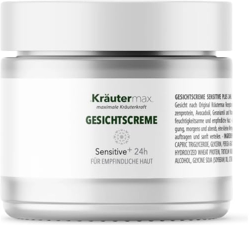 Kräutermax Sensitive Gesichtscreme Gesichtspflege Creme Sensitiv für Gesicht mit Ringelblume, Kamille, Weizenprotein, Avocadoöl und Vitamin E 50 ml