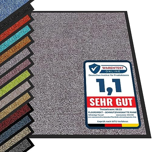 etm Hochwertige Fußmatte | schadstoffgeprüft | bewährte Eingangsmatte in Gewerbe & Haushalt | Schmutzfangmatte mit Top-Reinigungswirkung | Sauberlaufmatte waschbar & rutschfest (90x120 cm, Grau)