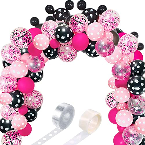 117 Maus Luftballons Girlande Bogen Kit Schwarz Rot Weiß Gold/Rose Rosa Polka Dot Ballon Girlande Bogen und Ballon Minnie Mouse Geburtstagsdeko Thema Party Geburtstag Dekoration