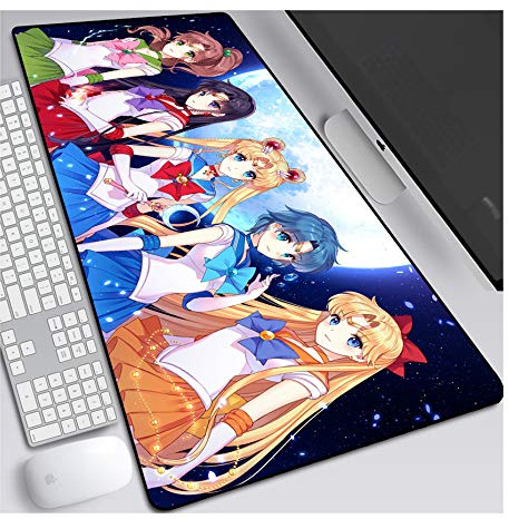 ITBT Mauspad Sailor Moon 800x300mm Gaming Mauspad, XXL Anime Mousepad, Höchstmaß an Präzision, extra stark vernähter Rand, gummierte Unterseite, Desktop Computer, B